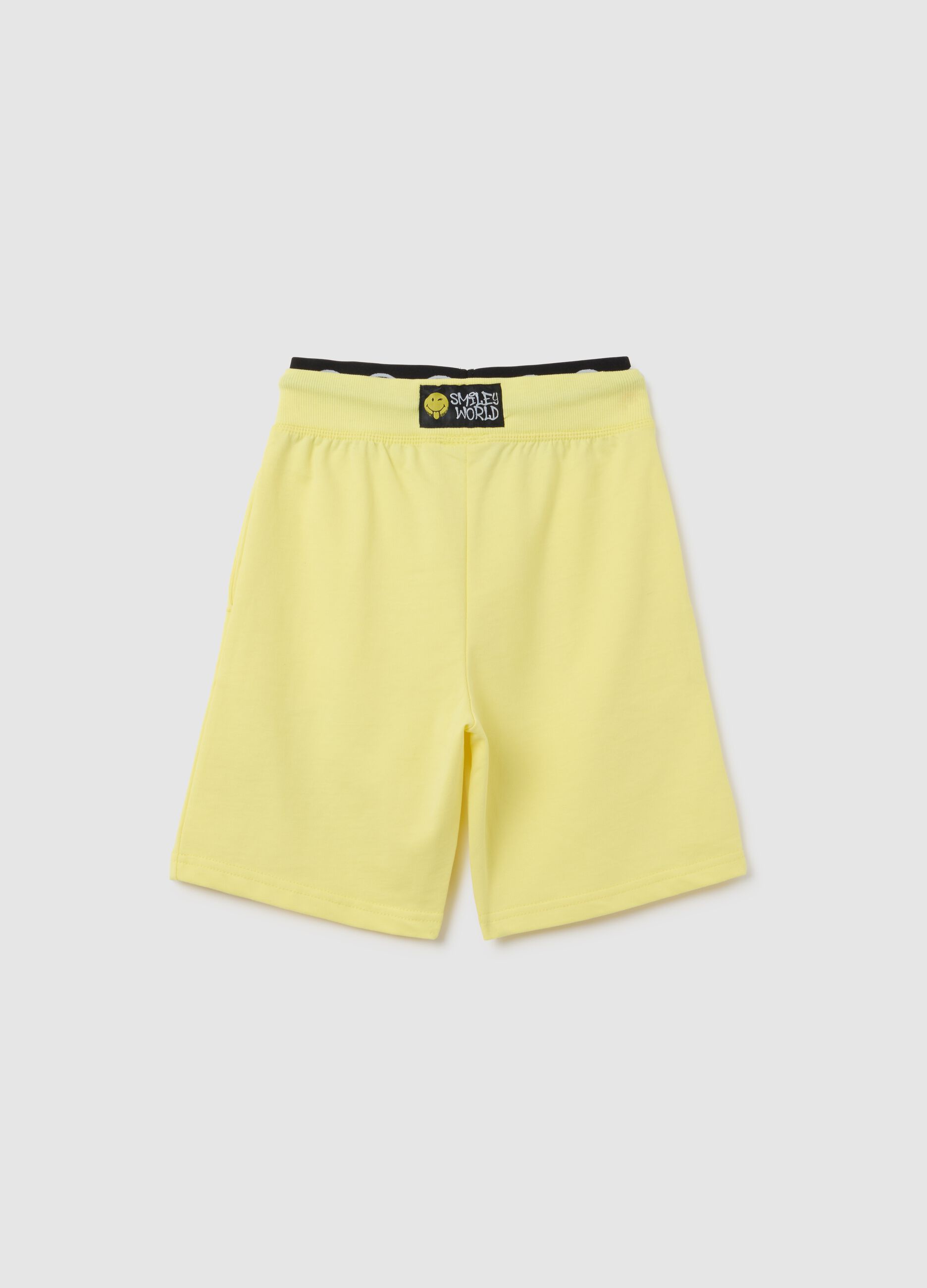 Yellow children's cotton shorts with print