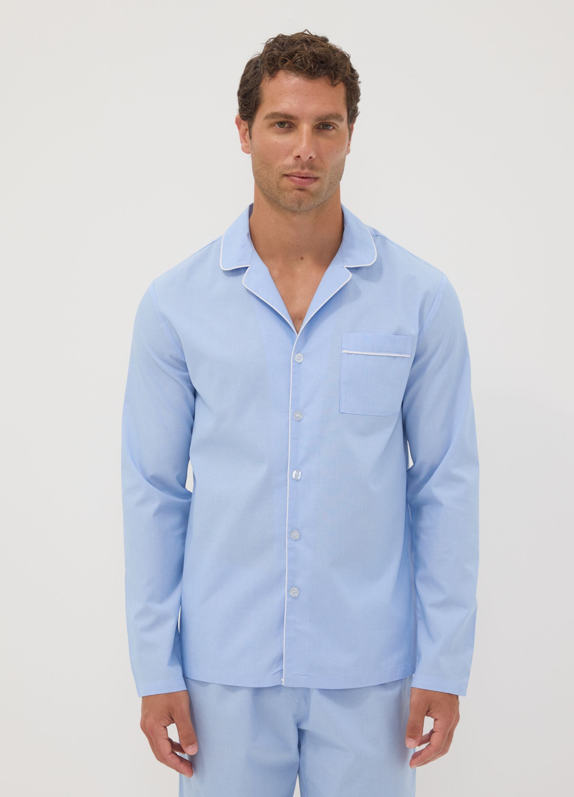 Light blue organic cotton pyjamas with collar