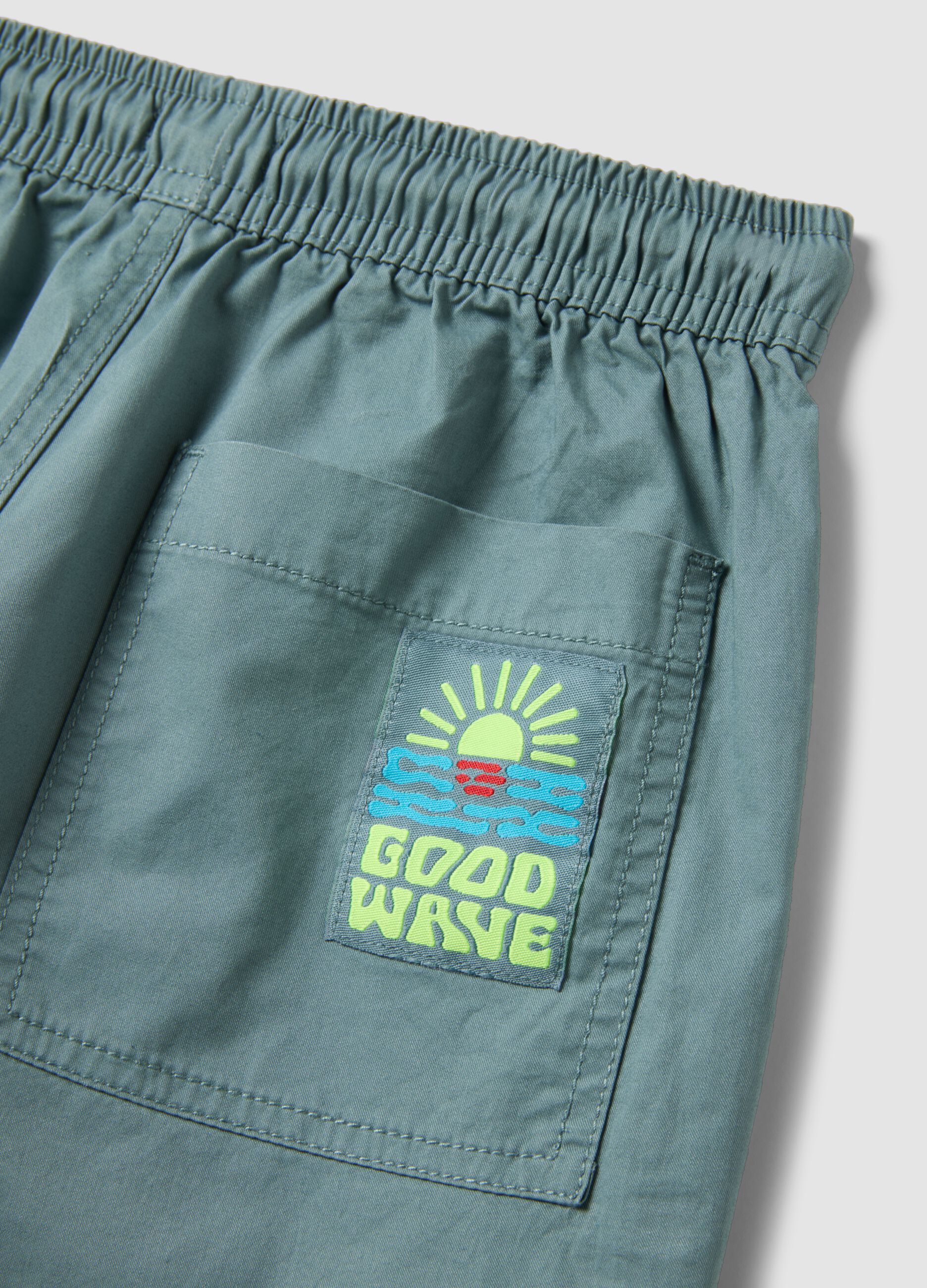 Light blue pure cotton shorts with elasticated waistband