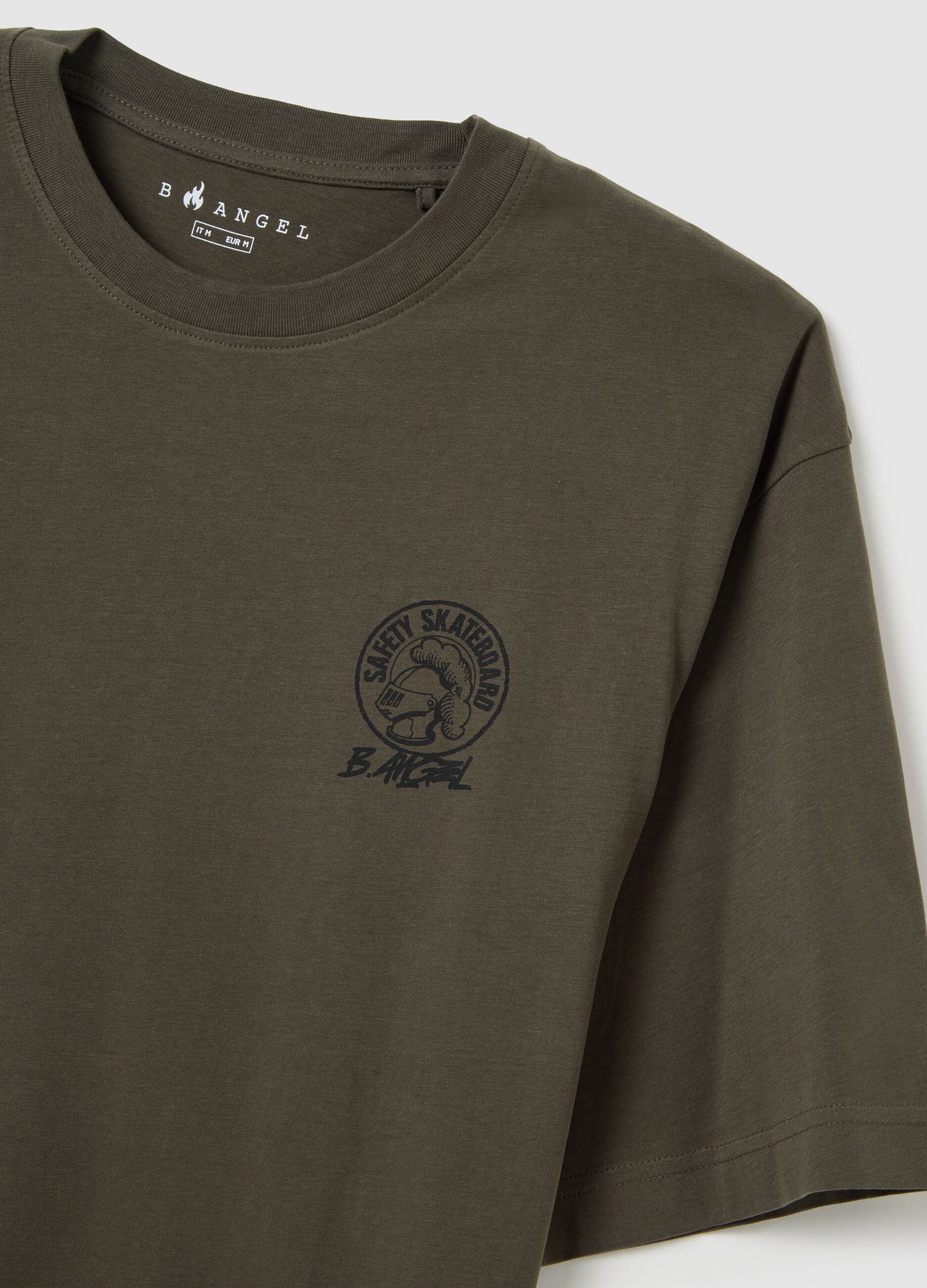 Regular fit green pure cotton T-shirt