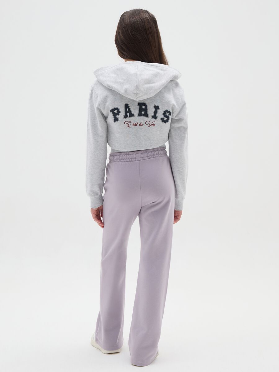 Girl's purple flare trousers in pure cotton with regular waist_1