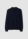 Navy pure merino wool polo jumper with polo collar_2