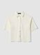 White cotton blend polo regular fit with perforated texture_4