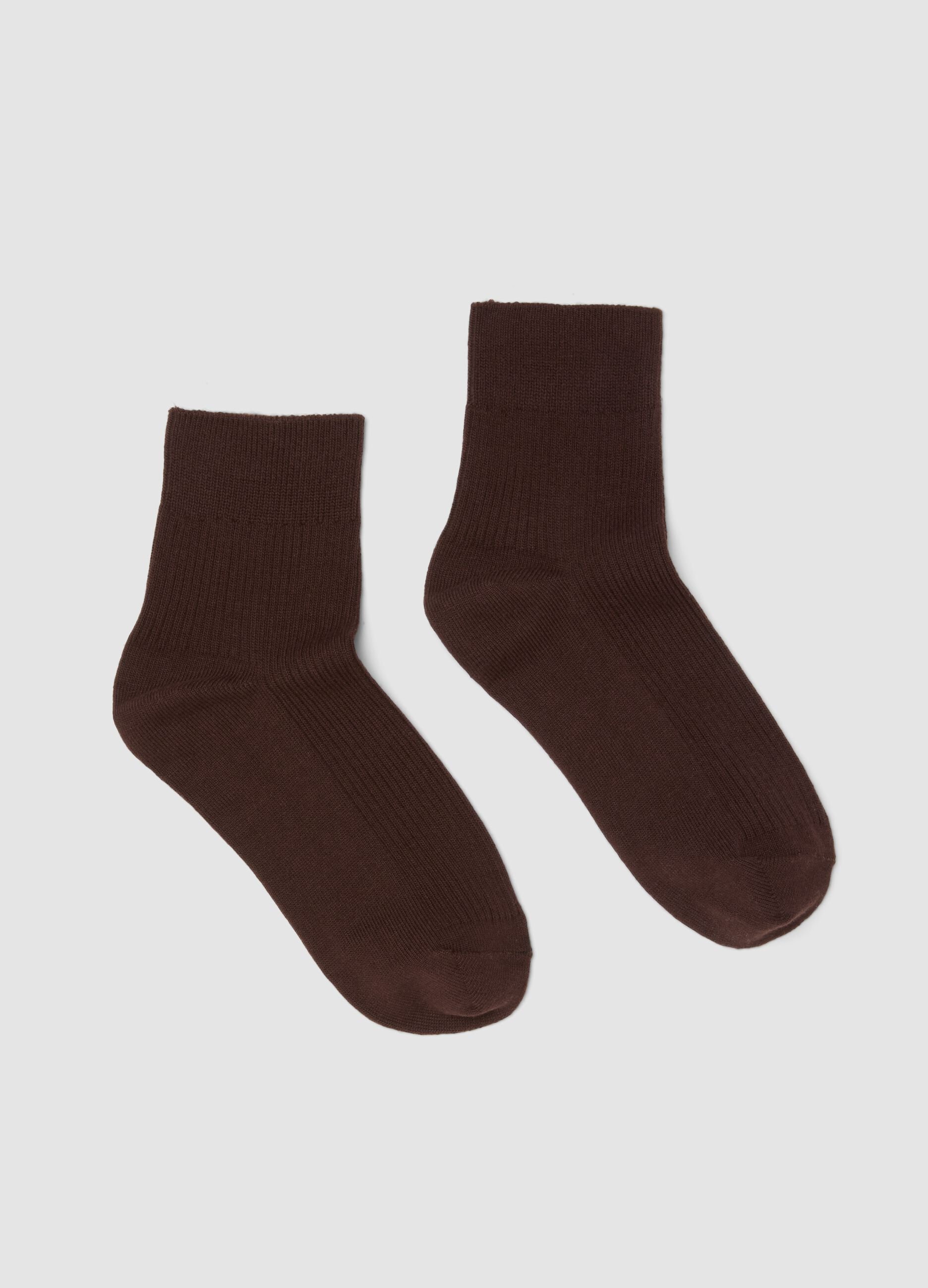 Brown ankle socks in stretch cotton