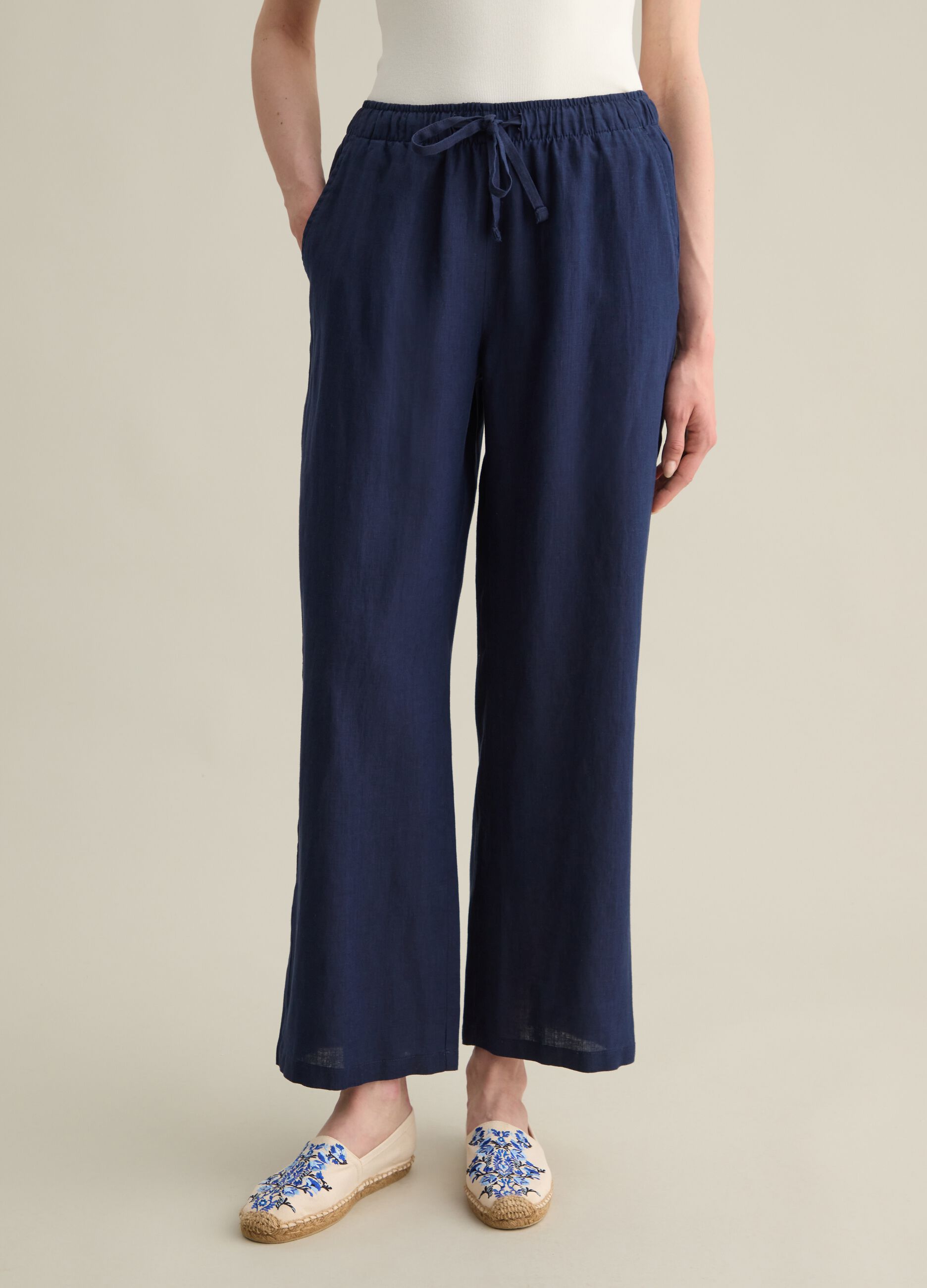 Piombo Blue Linen Trousers