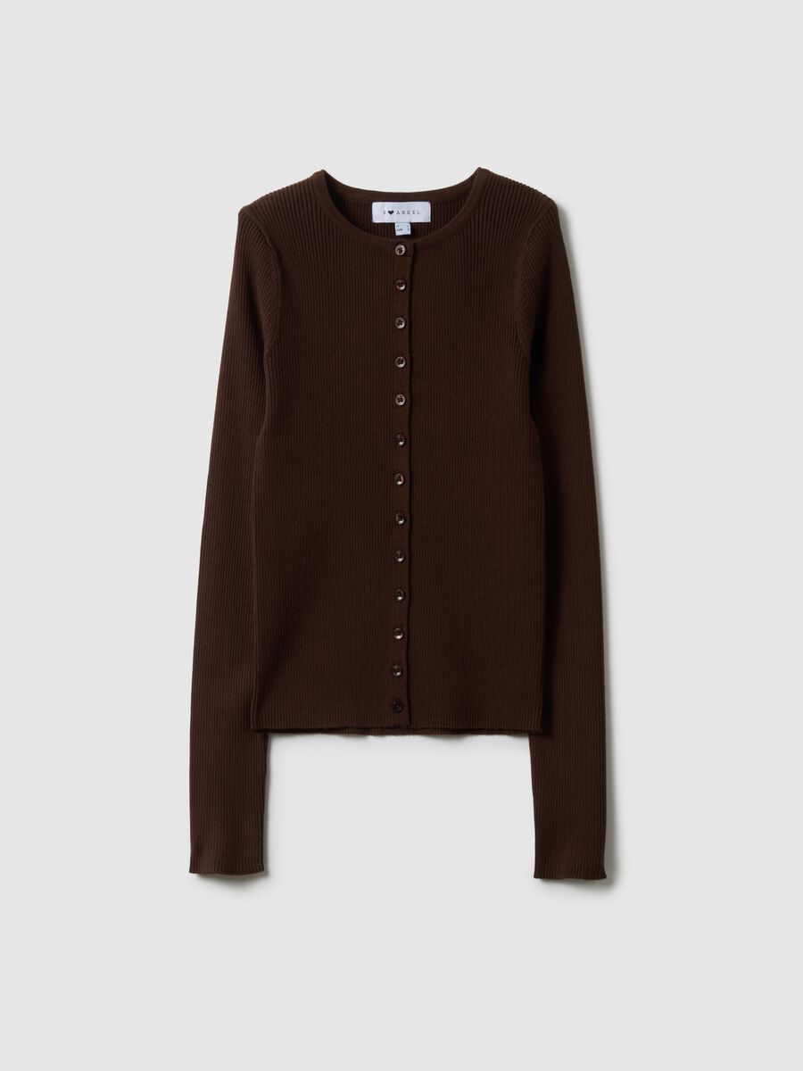 Cardigan in misto viscosa marrone vestibilit&agrave; fitted_4