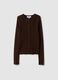 Brown viscose blend fitted cardigan_4