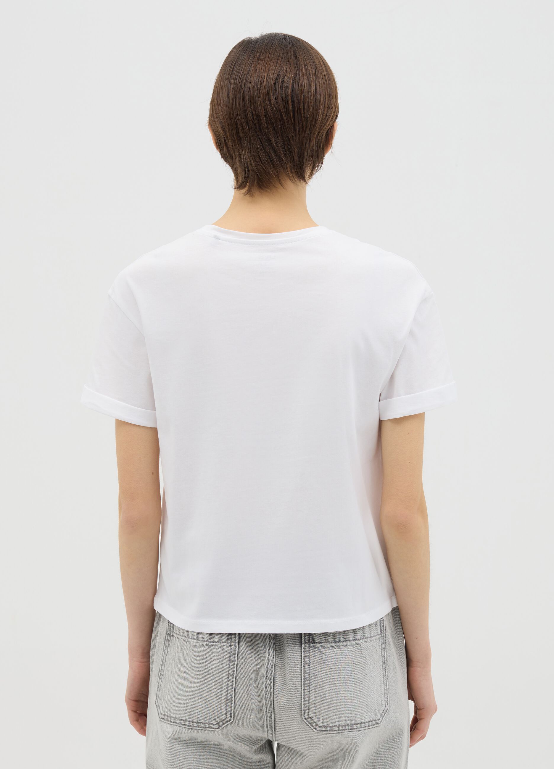 White boxy-fit T-shirt in cotton