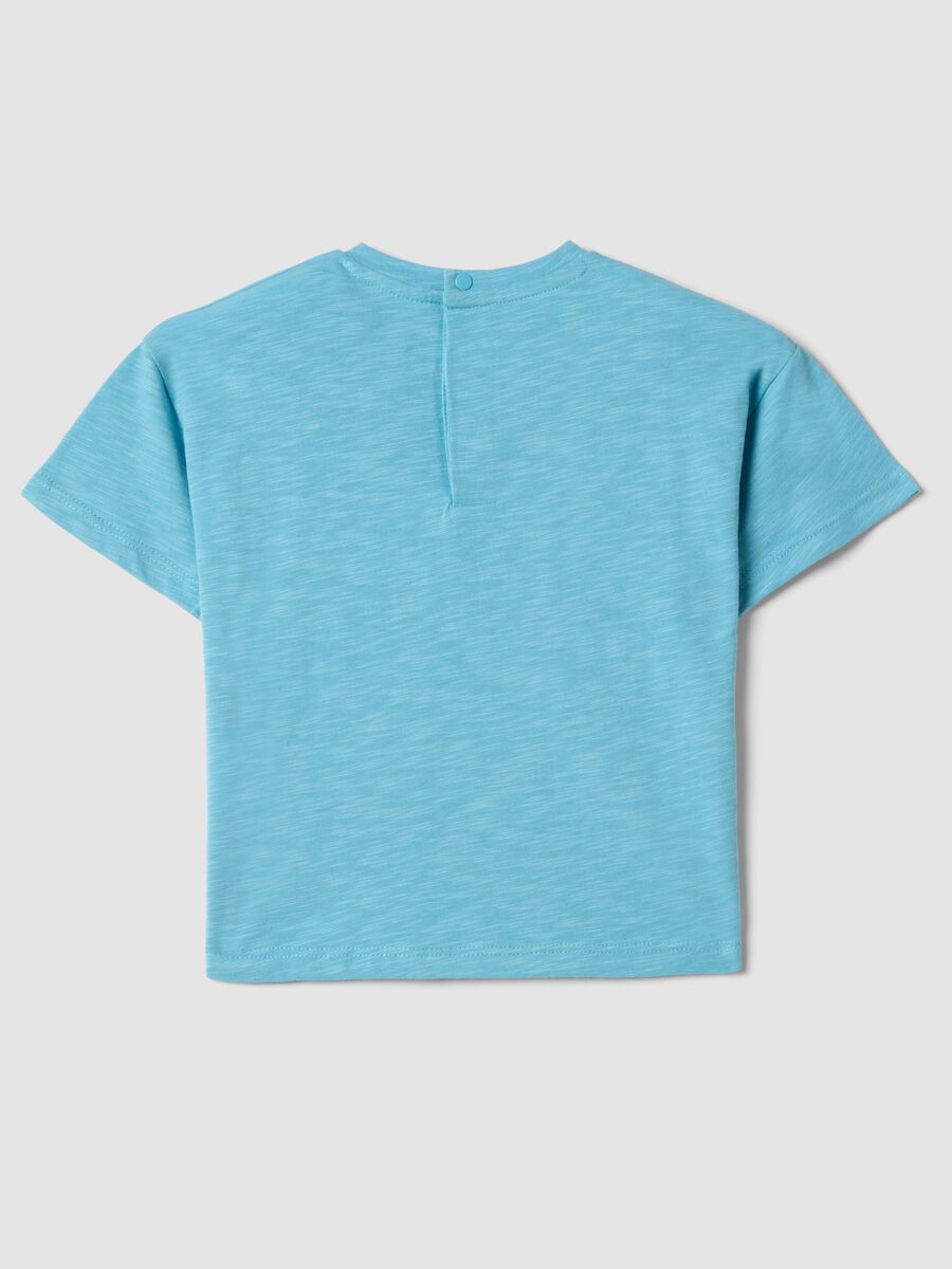T-shirt in puro cotone azzurro da bimbo regular fit con tasca_1