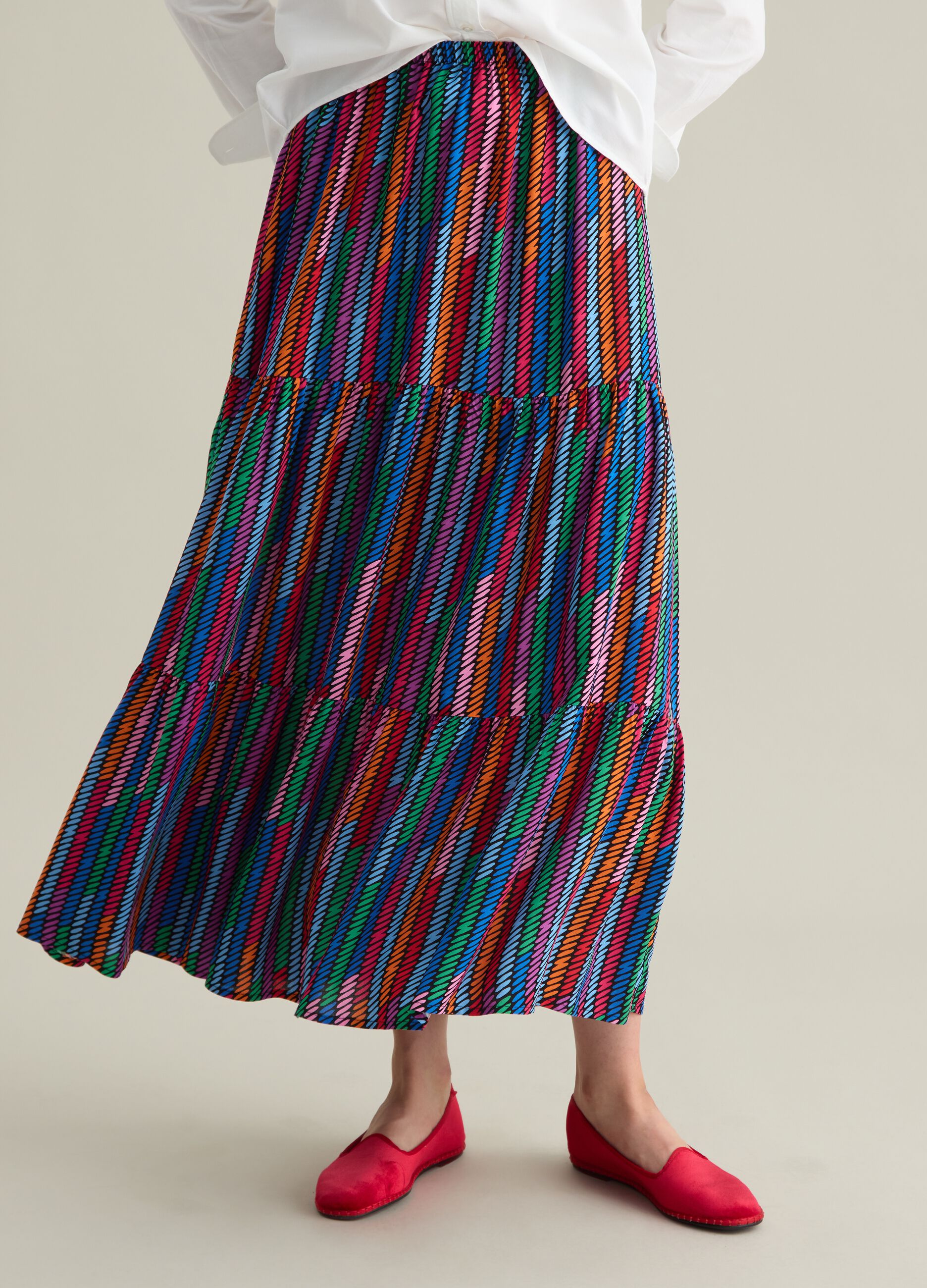 Women’s multicoloured long skirt in viscose with regular fit
