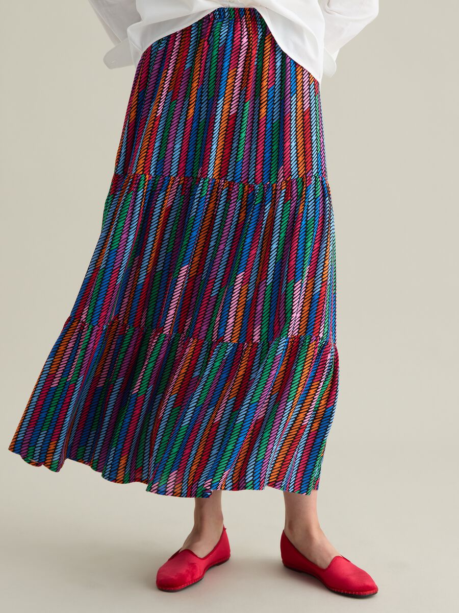 Women's Long Skirt in Multicolour Viscose Regular Fit_2