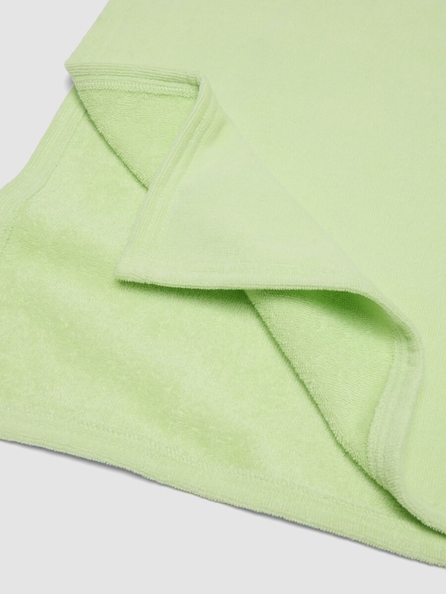 Poncho da spiaggia in puro cotone verde da neonato con cappuccio_3