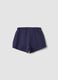 Regular fit blue pure cotton shorts for girls with bow_1