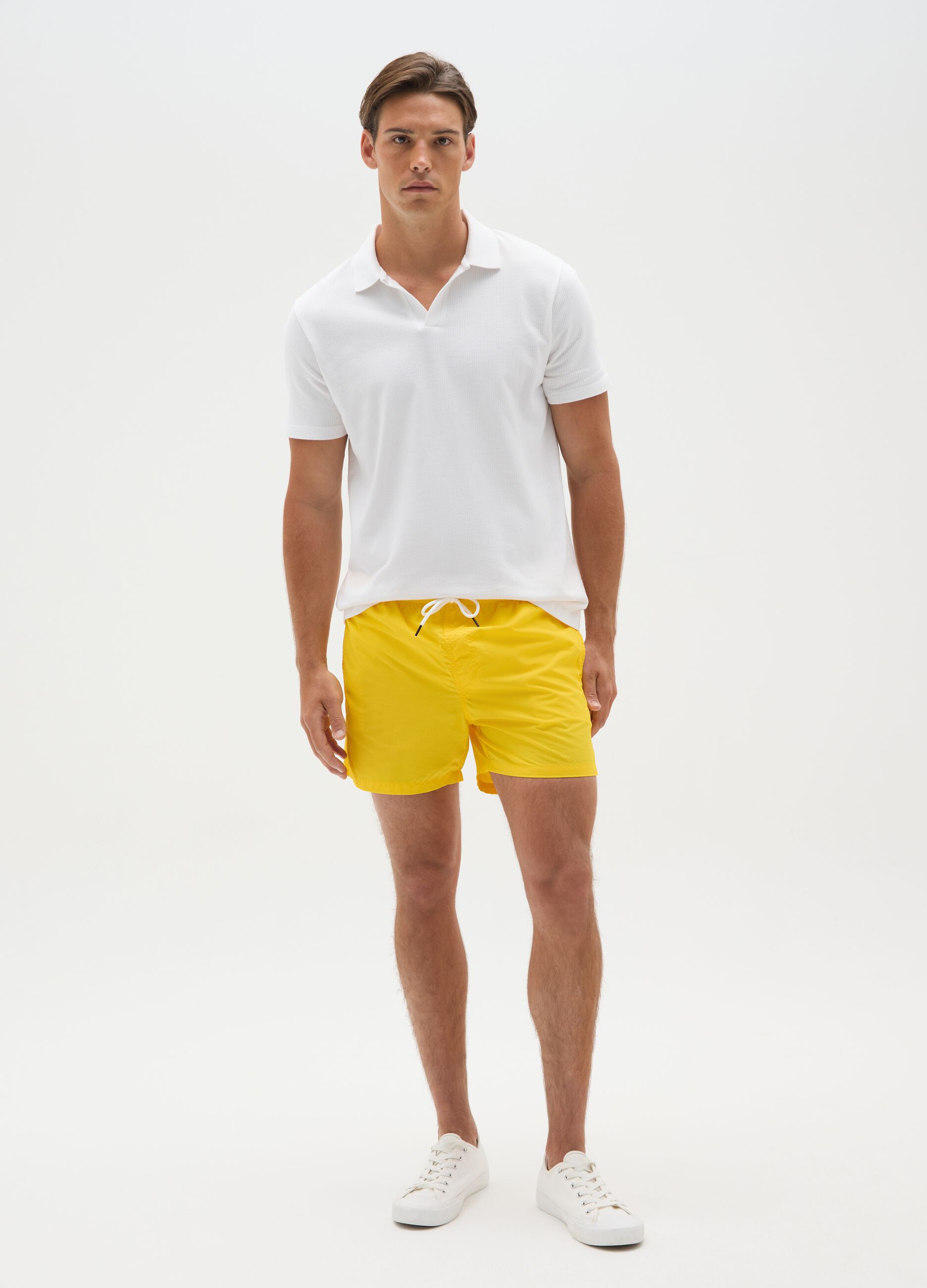 Men's Yellow Regular Fit Swim Shorts