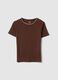 Brown pure cotton regular fit t-shirt with contrast stitching_4