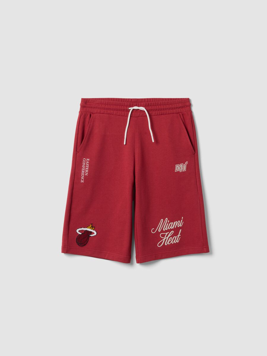 Red regular-fit cotton-blend shorts_0