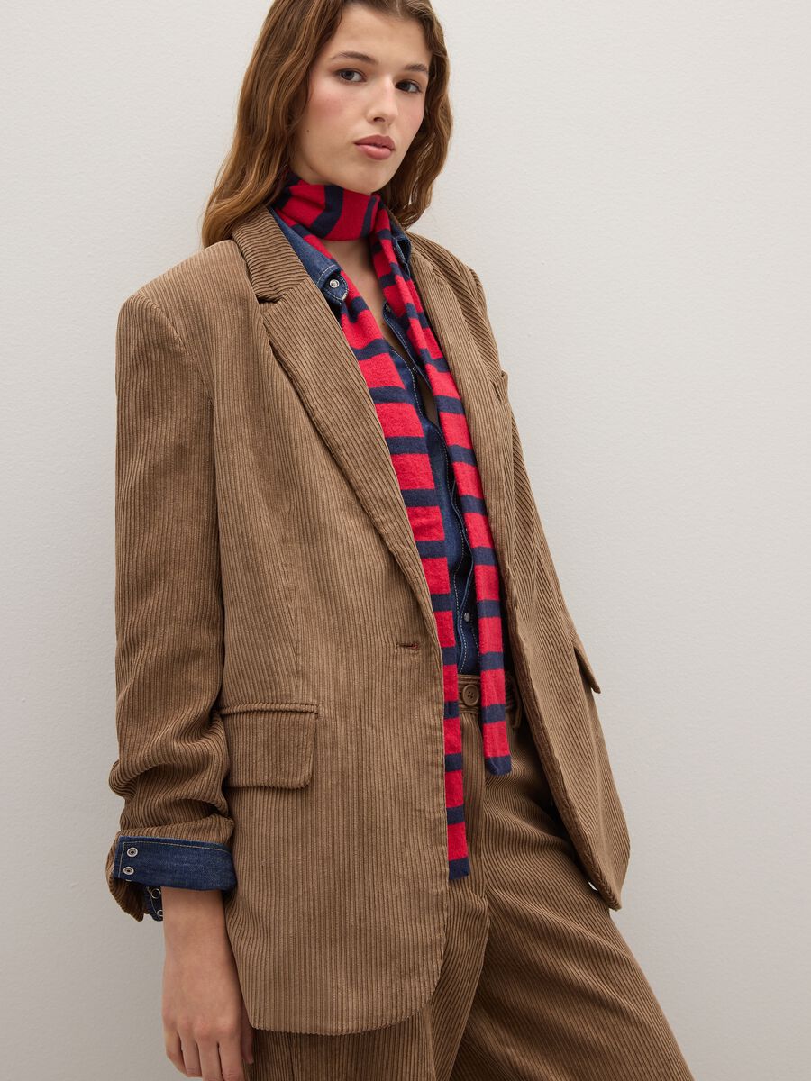 Blazer marrone a coste regular fit_4