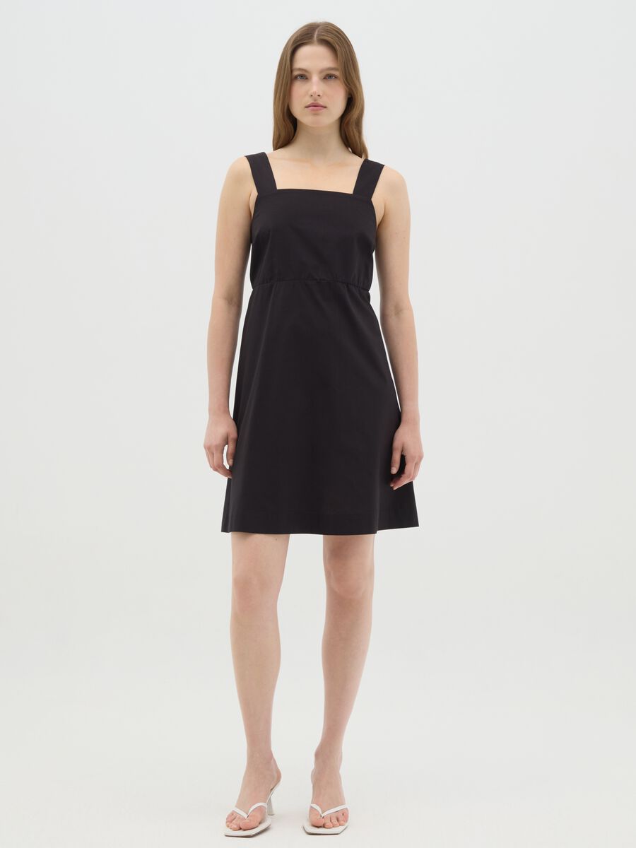 Women's black pure cotton regular fit dress_0