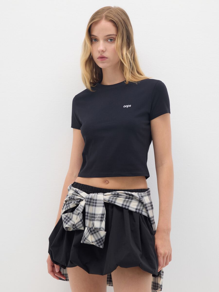 Women's black pure cotton T-shirt_0