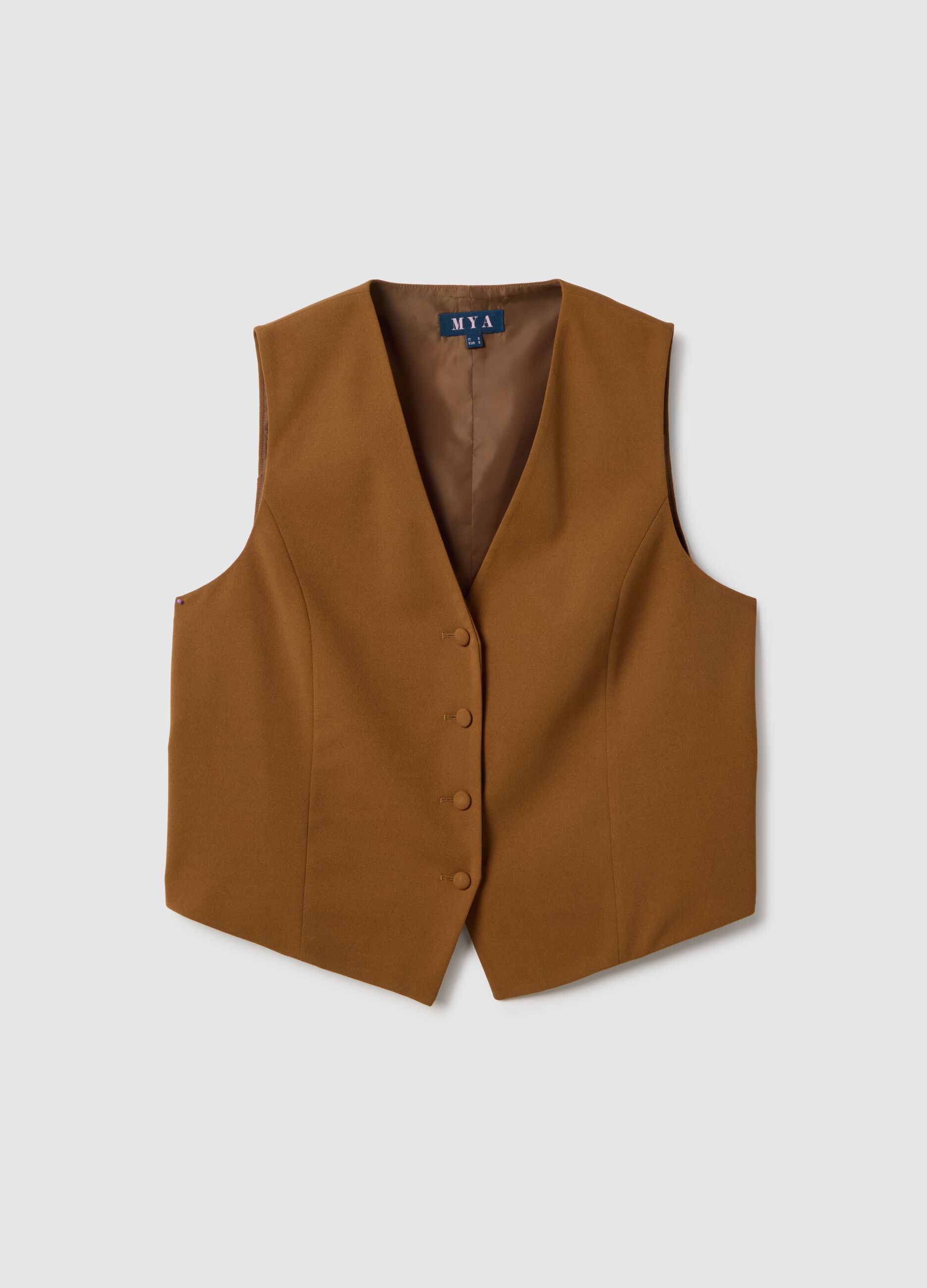 Gilet marrone regular fit con bottoni