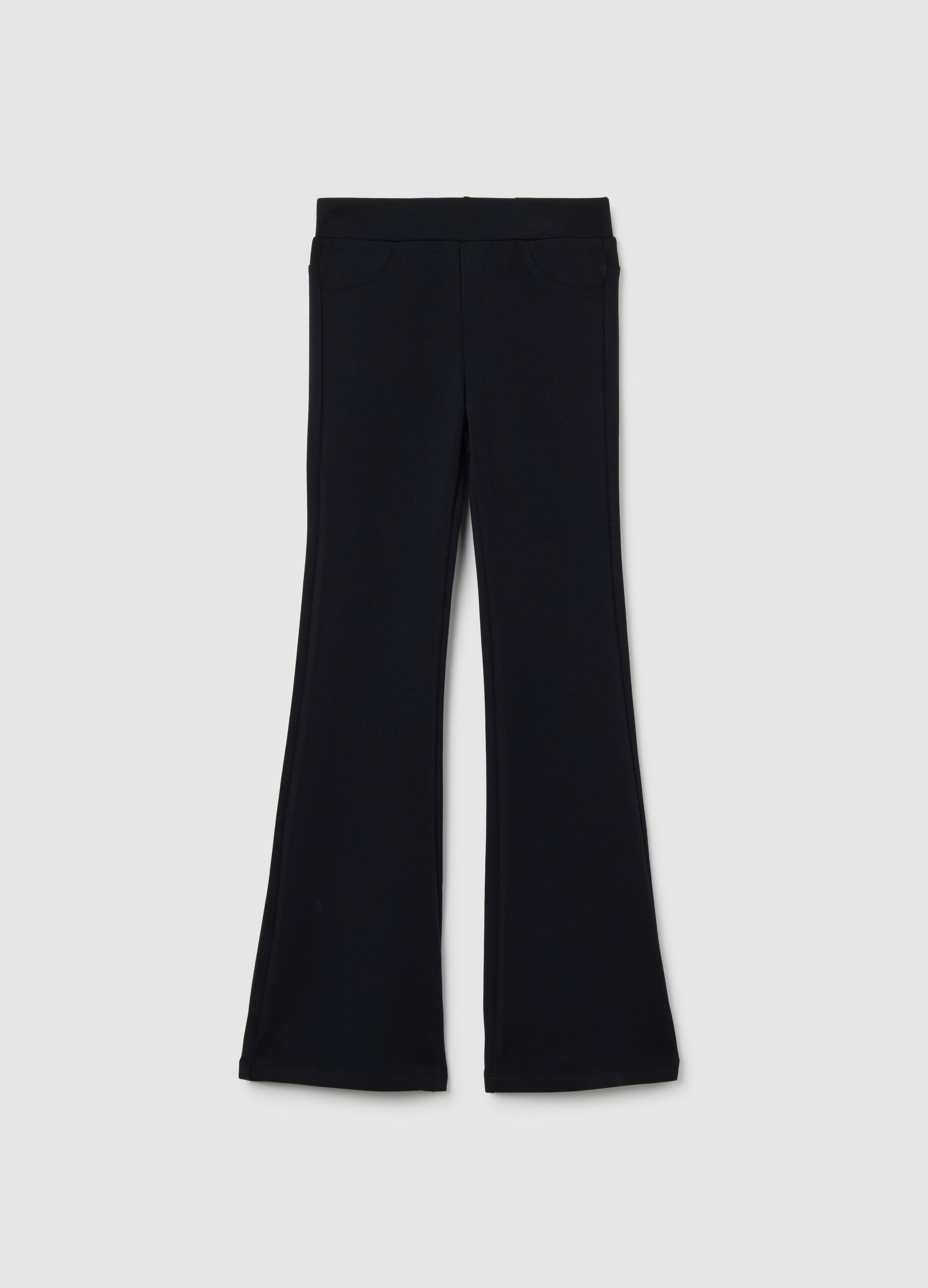 Black Elasticated Flare Trousers