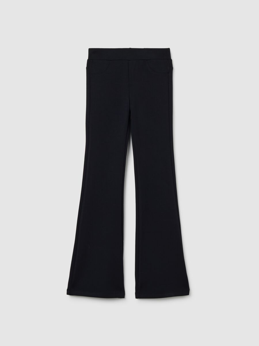 Black Elasticated Flare Trousers_0