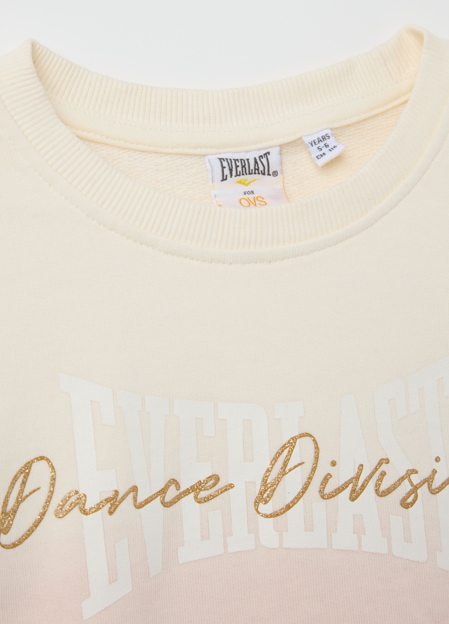 White and pink dip-dye sweatshirt with glitter logo print