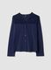 Maglia pigiama blu con scollo a V in cotone, lyocell e lana elasticizzata_4