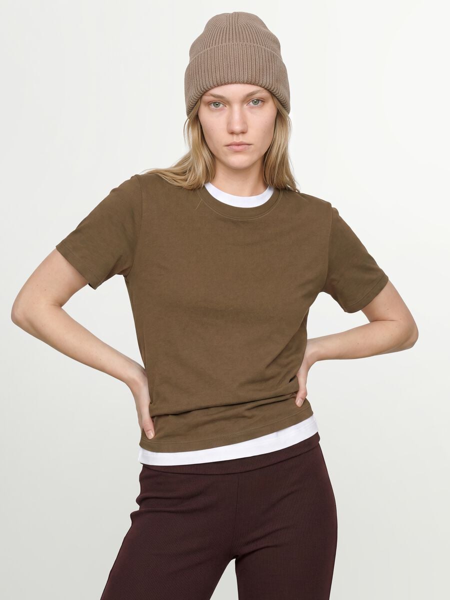Green crew-neck T-shirt in pure organic cotton, regular fit_0