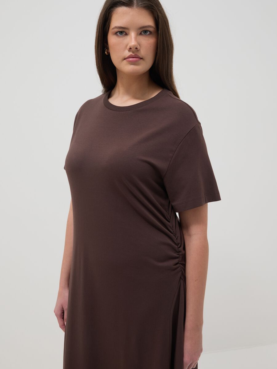 Vestito in cotone elasticizzato marrone regular fit_3