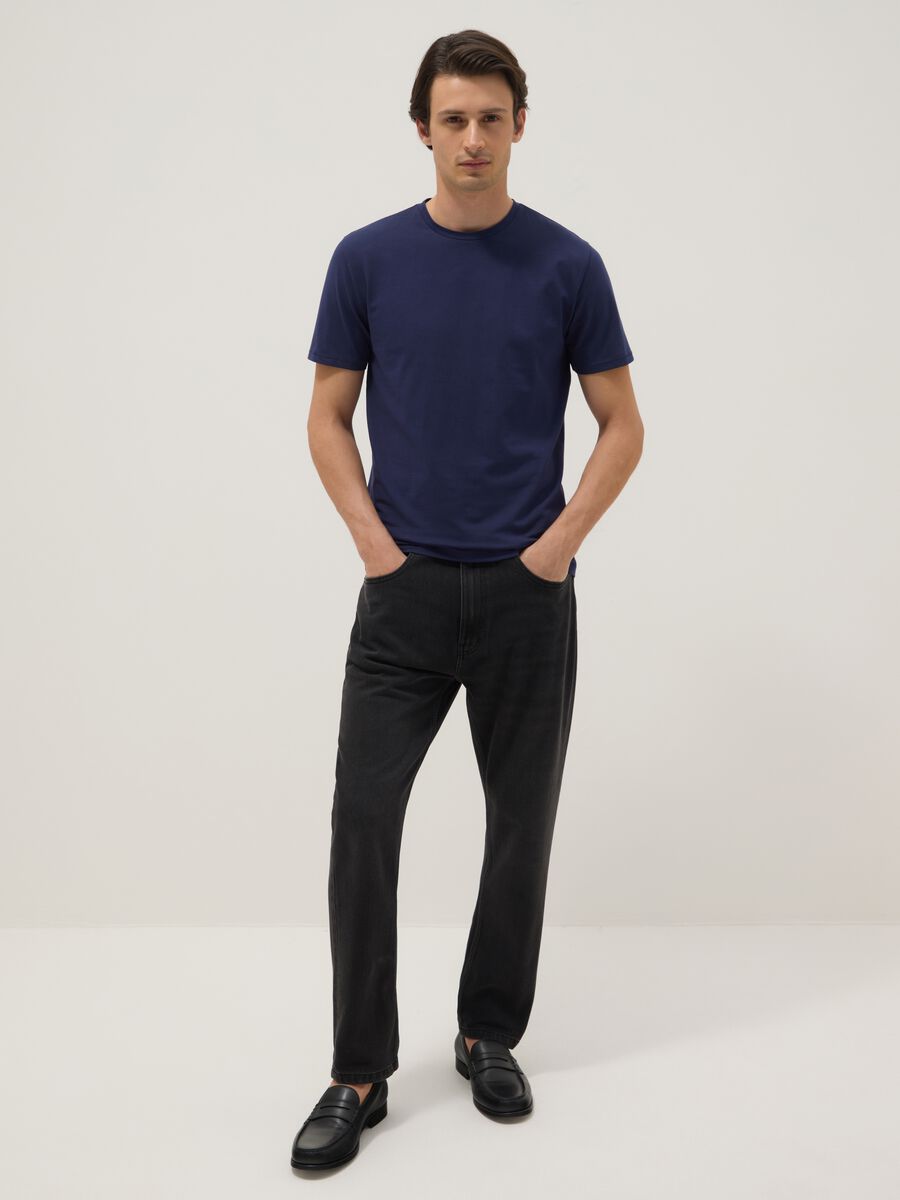 Blue Slim Fit Stretch Cotton T-Shirt_1