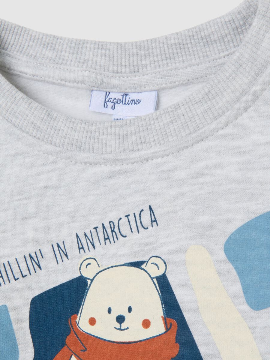 Felpa grigia per bimbi in cotone regular fit con stampa_2
