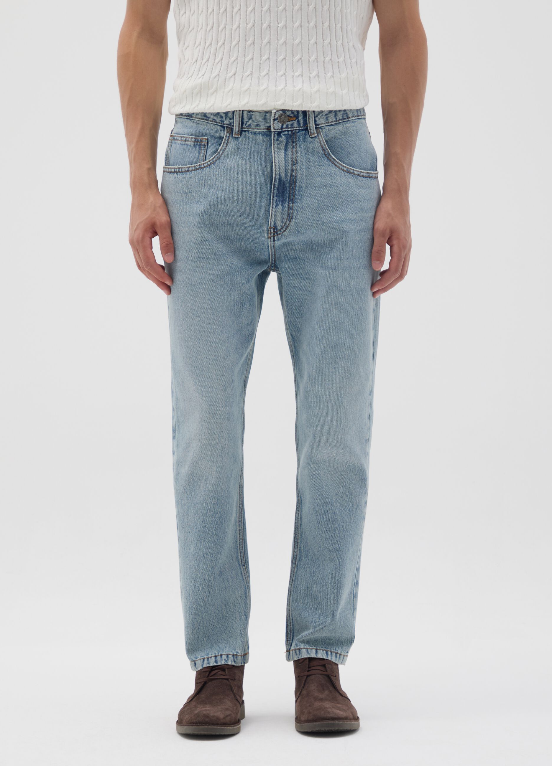 Pure Cotton Denim Carrot Fit Jeans