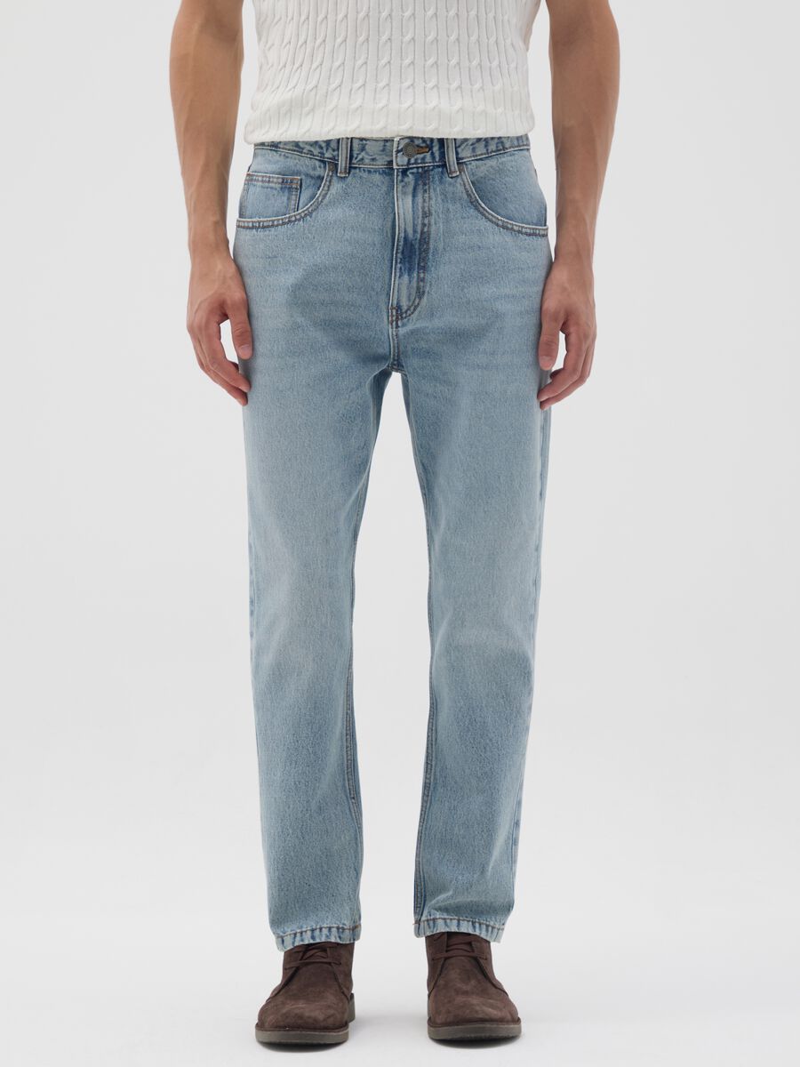 Pure Cotton Denim Carrot Fit Jeans_1