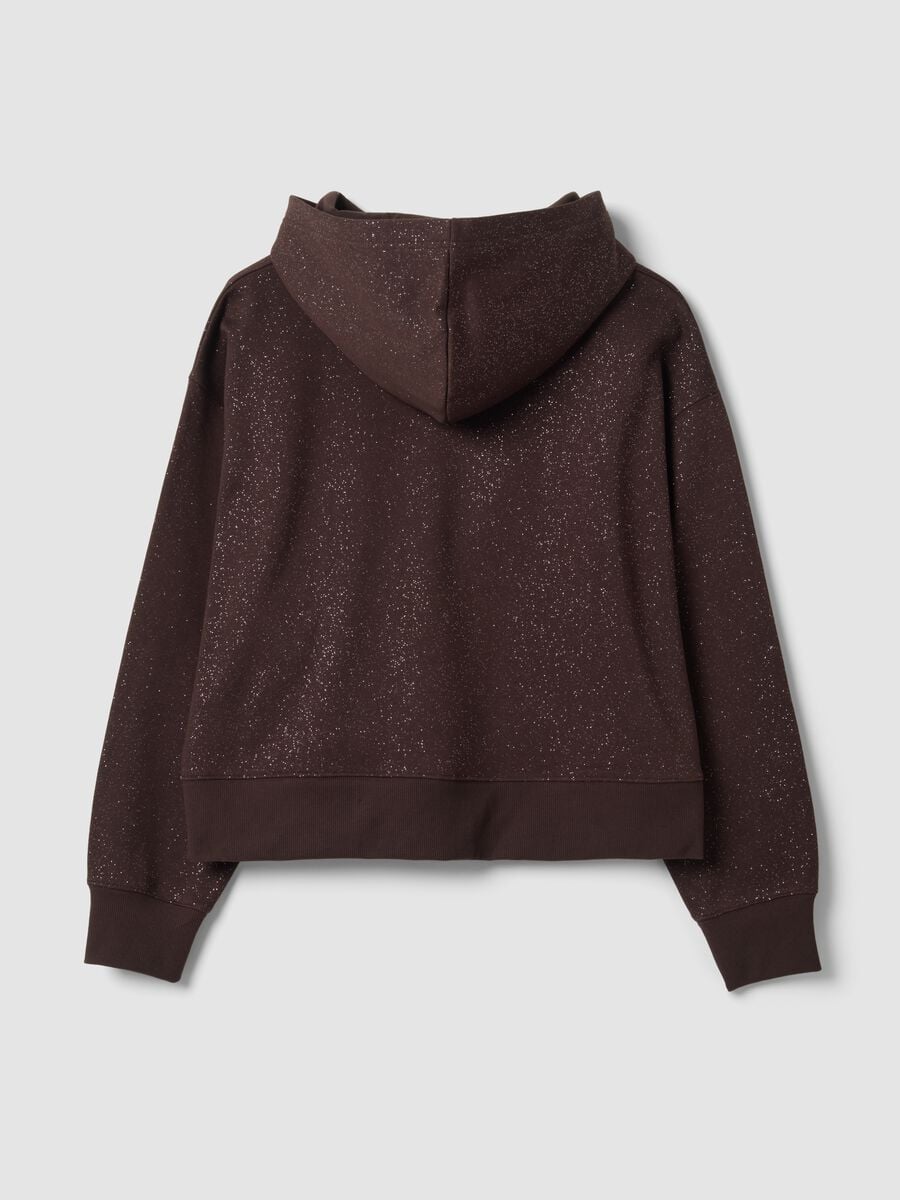 Felpa marrone in misto cotone con cappuccio e girocollo_2