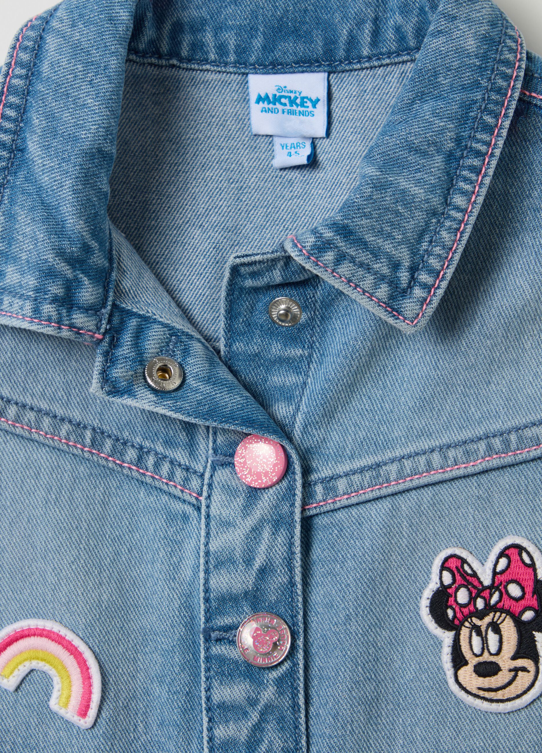 Denim dress with Minnie Mouse embroidery and patch