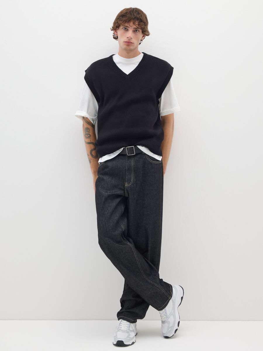 Black Baggy Jeans in Pure Cotton_0