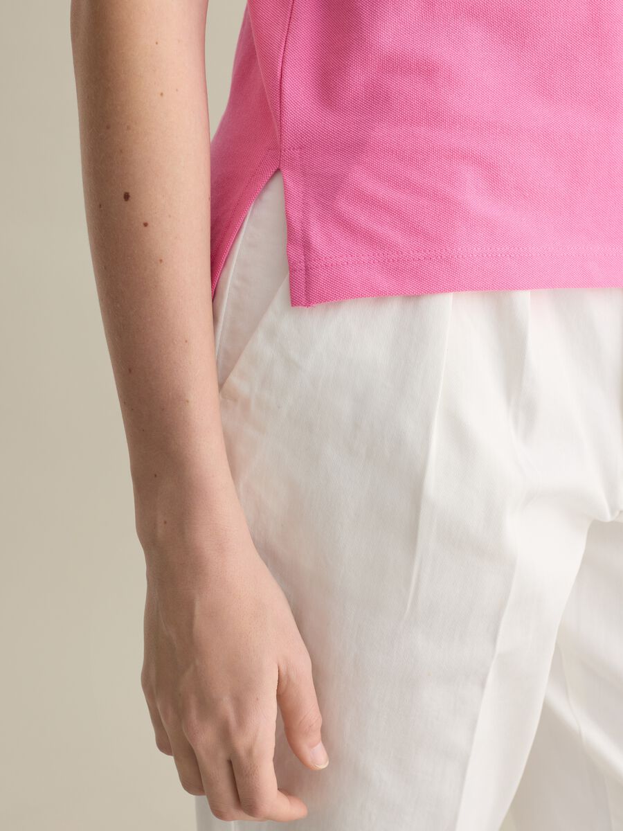 Pink short-sleeved polo shirt in piquet_2