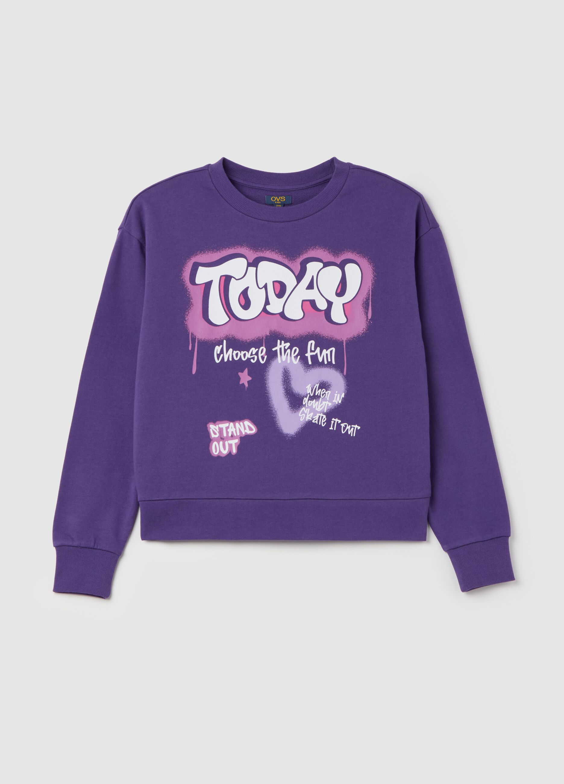 French terry sweatshirt with graffiti print