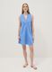 Light Blue Pure Cotton Regular Mini Dress with Ruched V-Neck_0