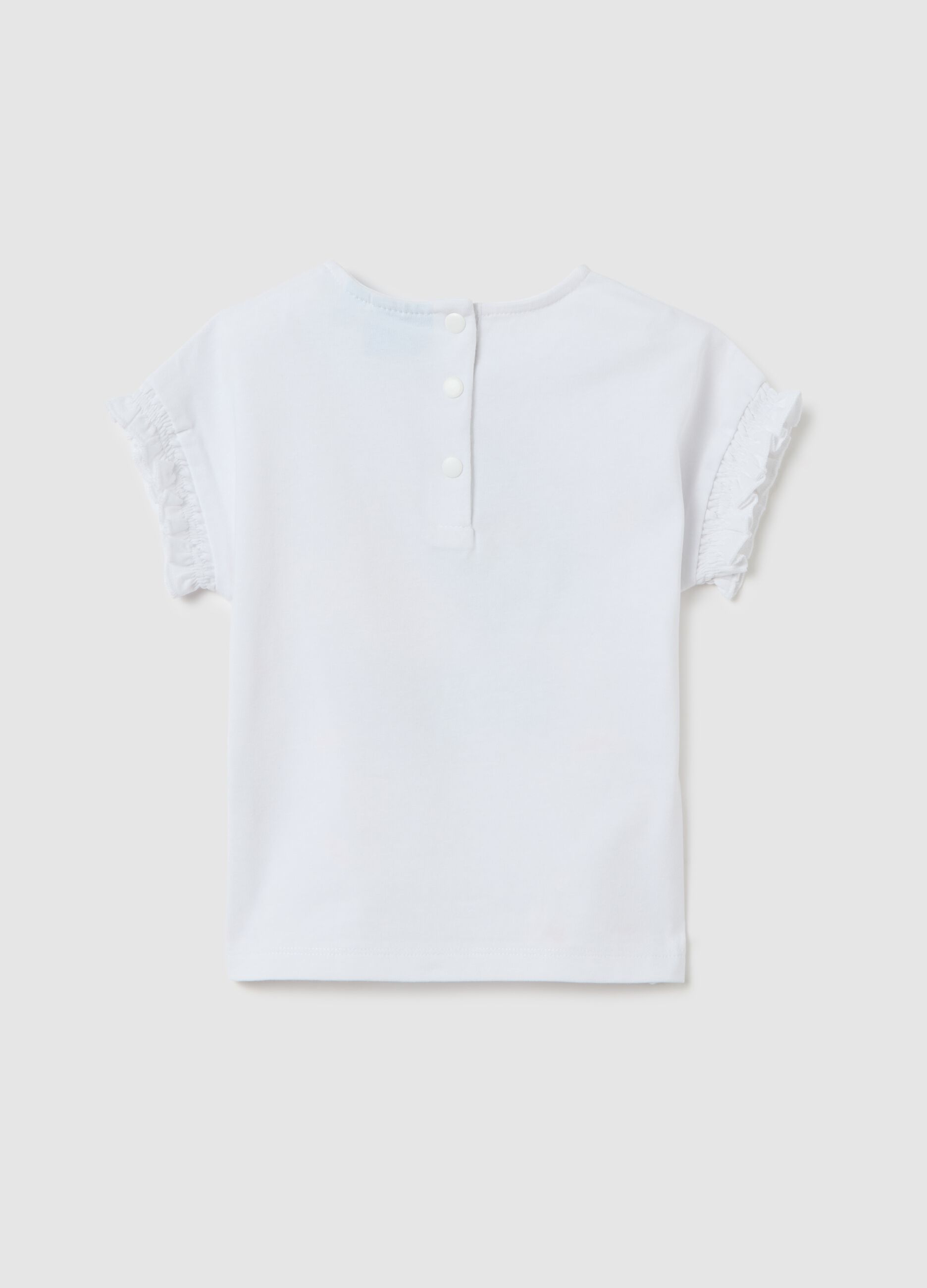 Girls' white cotton t-shirt, regular fit