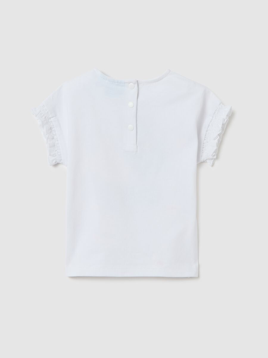 Girls' white cotton t-shirt, regular fit_1