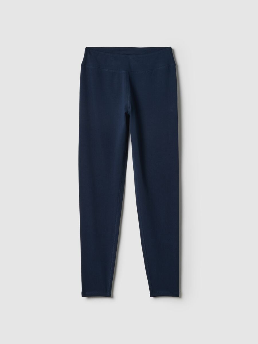Blue Slim Fit Stretch Cotton Leggings_4