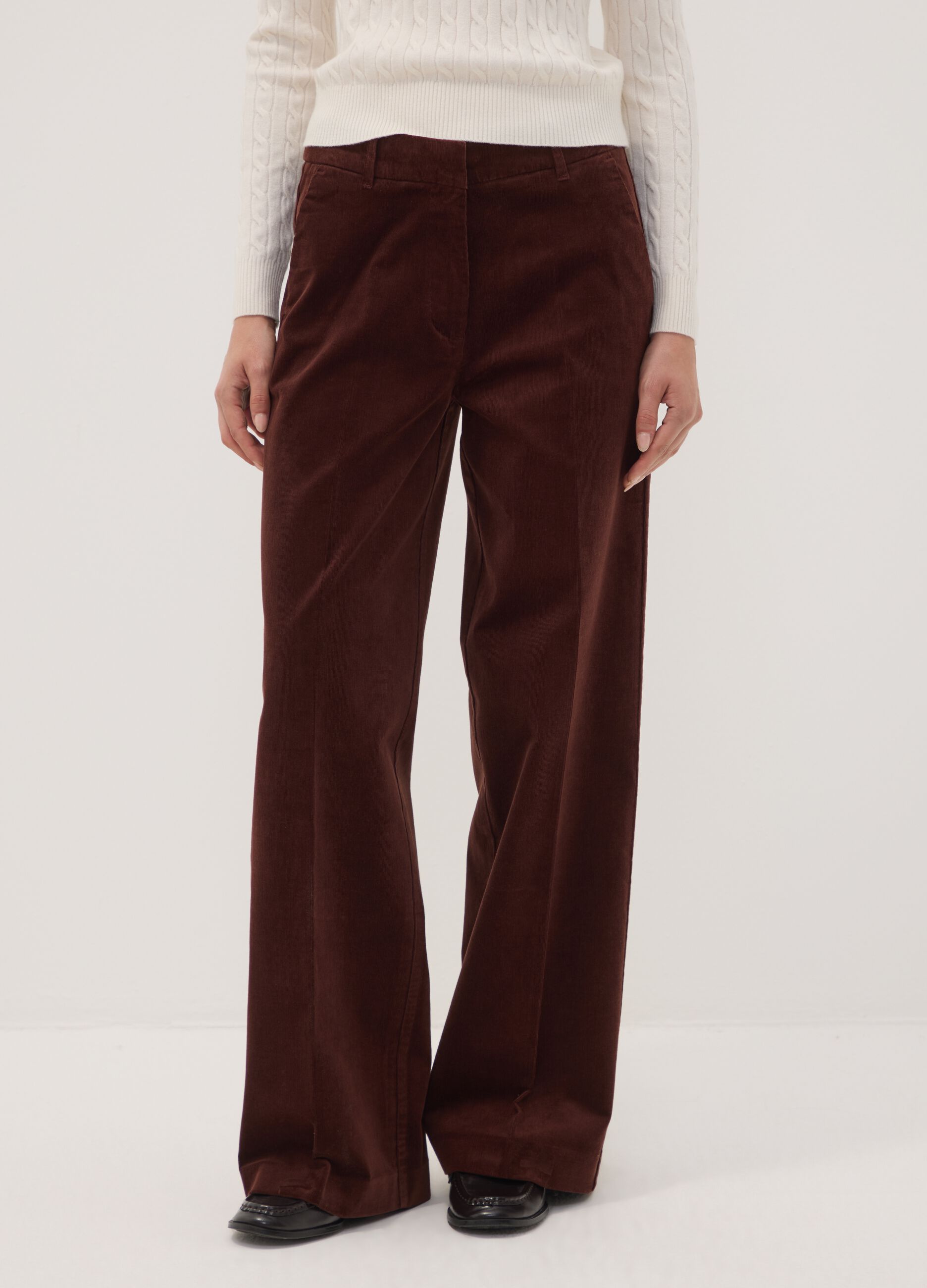 Brown The Iconic Pants straight-fit stretch cotton corduroy trousers