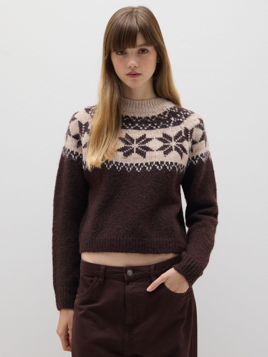 Brown Sweater with Star Pattern_1