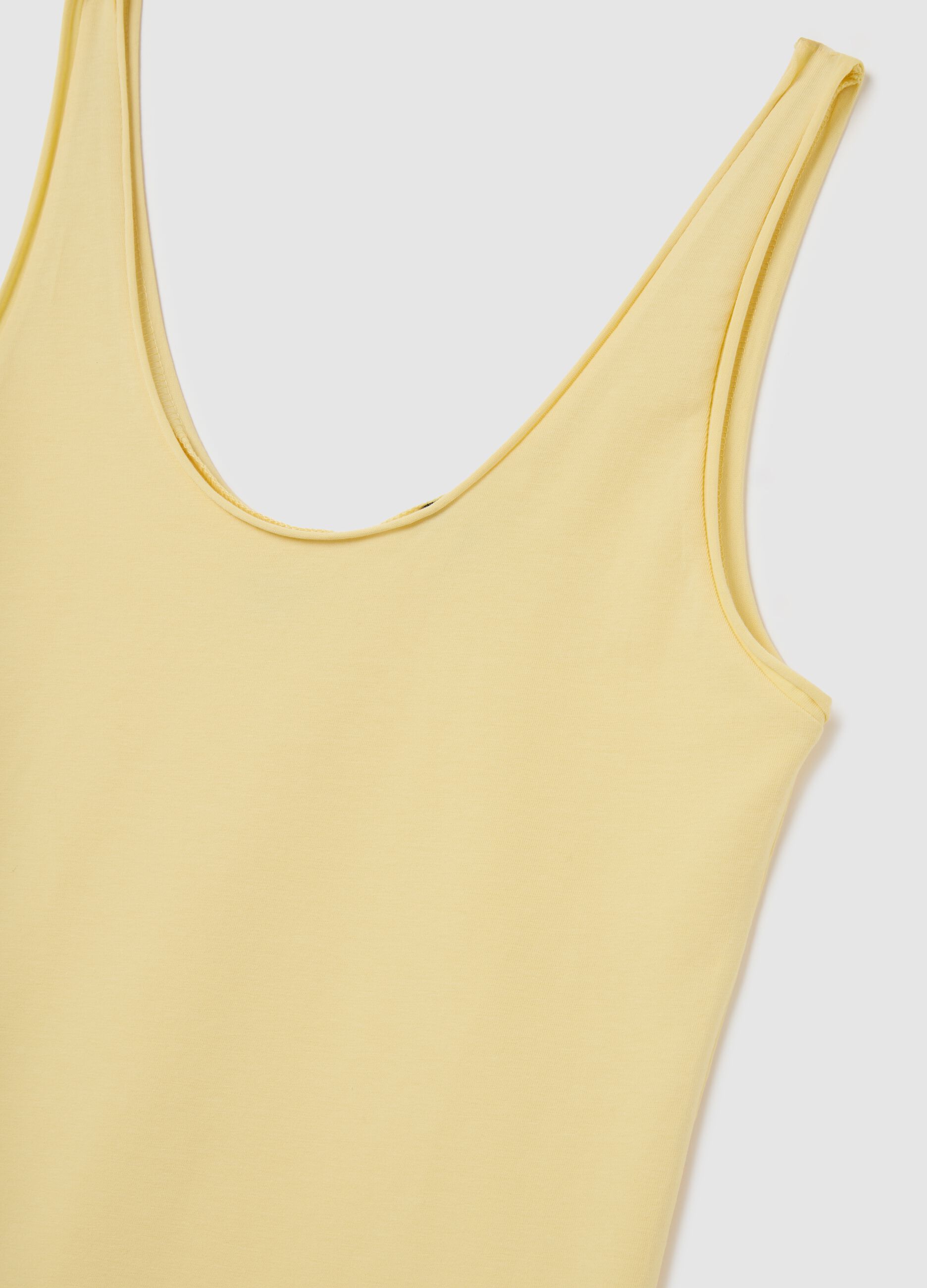 Women's Yellow Cotton Tank Top Regular Fit