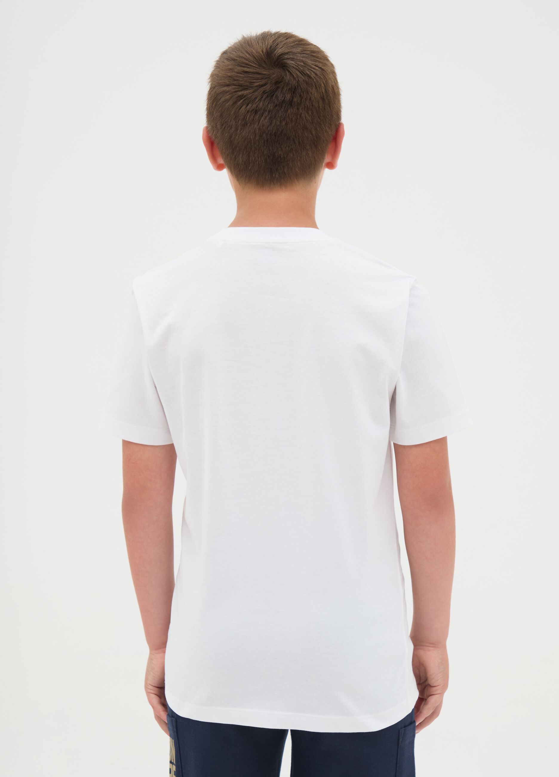 White cotton T-shirt with lettering print