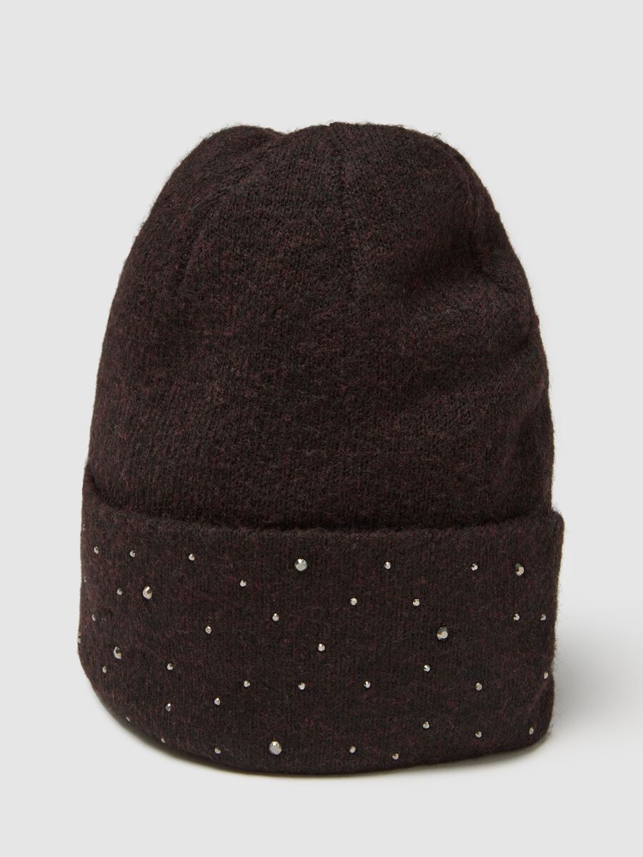 Brown wool blend knitted beanie_2