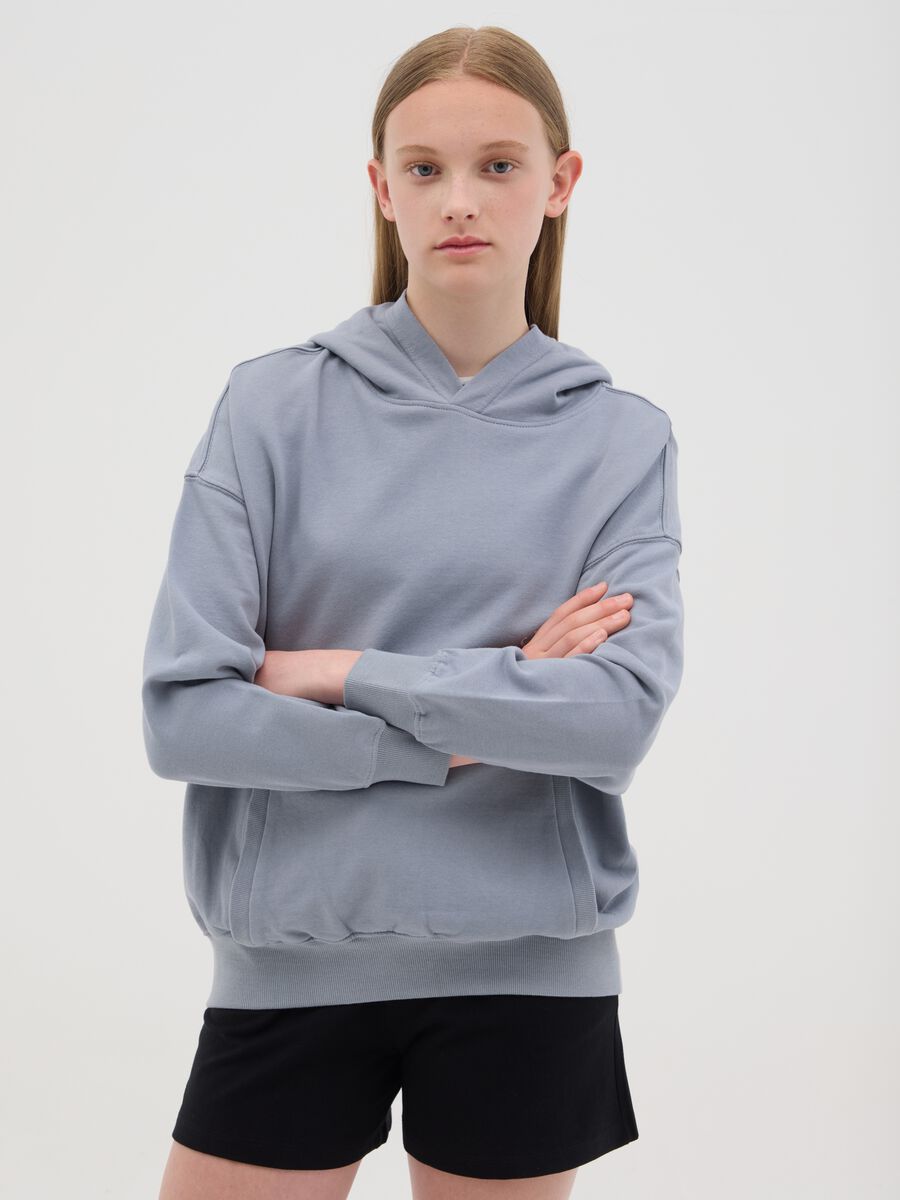 Felpa in cotone con cappuccio "Denim on my Mind"_0