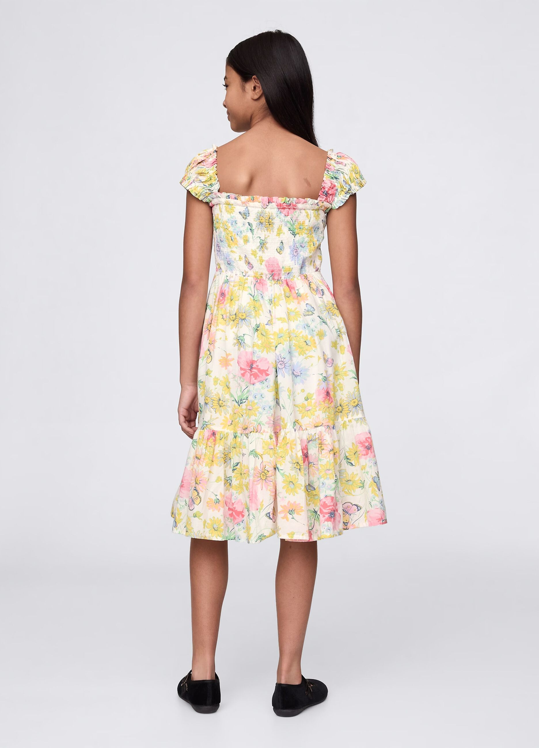 White floral dress in cotton